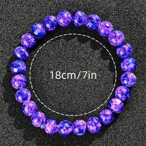 Purple Pink Glass Beaded Bracelet 7”